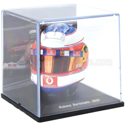 EDICOLA HELMET F1  CASCO HELMET RUBENS BARRICHELLO F2003-GA TEAM FERRARI SEASON 2003 - WHITE RED BLUE 1/5