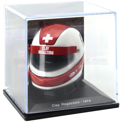 EDICOLA HELMET F1  CASCO HELMET CLAY REGAZZONI 312 B3 TEAM FERRARI SEASON 1974 - WHITE RED 1/5