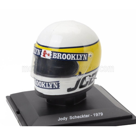 EDICOLA HELMET F1  CASCO HELMET JODY SCHECKTER 312T4 TEAM FERRARI WORLD CHAMPION SEASON 1979 - WHITE YELLOW 1/5