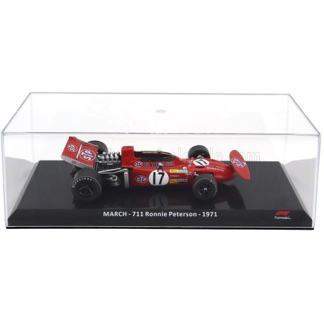 EDICOLA MARCH F1  711 TEAM STP N 17 SEASON 1971 RONNIE PETERSON - CON VETRINA - WITH SHOWCASE - RED 1/24