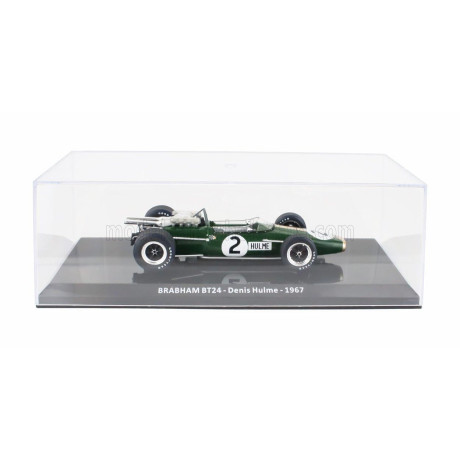 EDICOLA BRABHAM F1  BT24 REPCO BT24 N 2 WORLD CHAMPION SEASON 1967 DENIS HULME - CON VETRINA - WITH SHOWCASE - GREEN GOLD 1/24