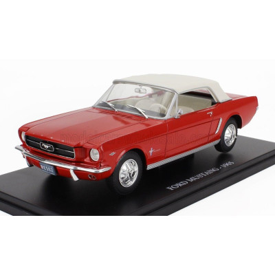 EDICOLA FORD USA MUSTANG 1965 - CON VETRINA - WITH SHOWCASE - RED WHITE 1/24