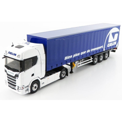 ELIGOR SCANIA S500 TRUCK TELONATO GELIN TRANSPORTS 2016 - WHITE BLUE 1/43