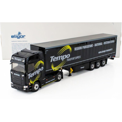 ELIGOR SCANIA S500 TRUCK TELONATO TEMPO TRANSPORTS 2018 - BLACK 1/43