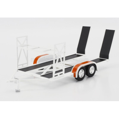 GMP ACCESSORIES CARRELLO TRASPORTO AUTO 2-ASSI - CAR TRANSPORTER TRAILER YCID - RED SILVER 1/18
