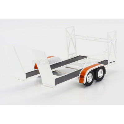 GMP ACCESSORIES CARRELLO TRASPORTO AUTO 2-ASSI - CAR TRANSPORTER TRAILER YCID - RED SILVER 1/18