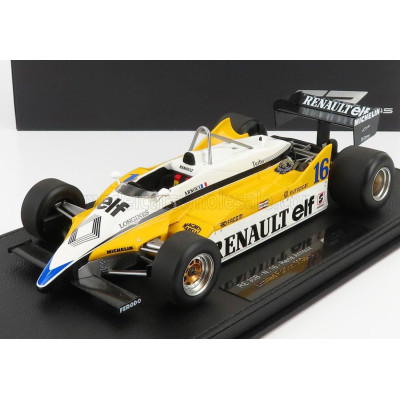GP REPLICAS RENAULT F1  RE30B V6 TURBO TEAM RENAULT ELF N 16 SEASON 1982 RENE ARNOUX - CON VETRINA - WITH SHOWCASE - WHITE YELLO