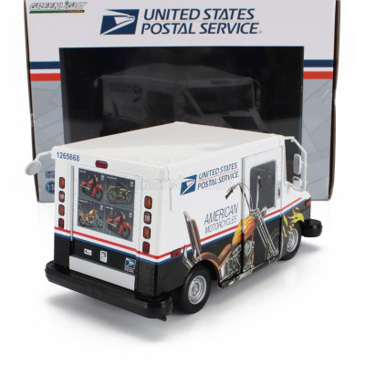 GREENLIGHT GRUMMAN LLV TRUCK VAN USPS MAIL POST AMERICAN MOTORCYCLES 2010 - WHITE BLACK 1/18