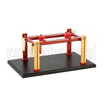 GREENLIGHT ACCESSORIES BUSTED KNUCKLE GARAGE SET OFFICINA - PONTE SOLLEVATORE AUTO - FOUR POST LIFT - YELLOW BROWN 1/64
