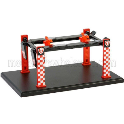 GREENLIGHT ACCESSORIES FIRESTONE GARAGE SET OFFICINA - PONTE SOLLEVATORE AUTO - FOUR POST LIFT - RED WHITE 1/64