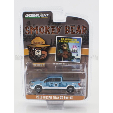 GREENLIGHT NISSAN TITAN XD PRO-X4 PICK-UP 2019 - SMOKEY BEAR - LIGHT BLUE 1/64