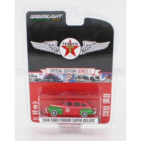 GREENLIGHT FORD USA FORDOR SUPER DELUXE TEXACO 1948 - RED GREEN 1/64