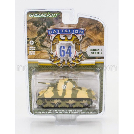 GREENLIGHT TANK M4 SHERMAN USA ARMY 1944 - MILITARY CAMOUFLAGE 1/64
