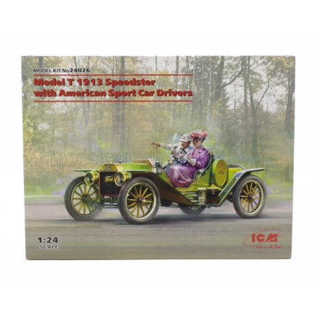ICM MODEL FORD USA MODEL T SPEEDSTER WITH AMERICAN SPORT CAR DRIVERS FIGURE 1913 1/24