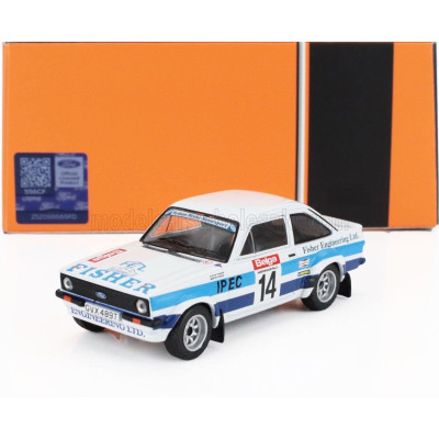 IXO MODELS FORD ENGLAND ESCORT MKII RS 1800 N 14 RALLY HASPENGOUW 1981 BERTIE FISHER - AUSTIN FRAZER - WHITE BLUE 1/43