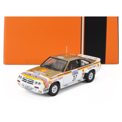 IXO MODELS OPEL MANTA 400 TEAM GM DEALER SPORT N 37 RALLY RAC LOMBARD 1984 BERTIE FISHER - AUSTIN FRAZER - WHITE RED YELLOW 1/43