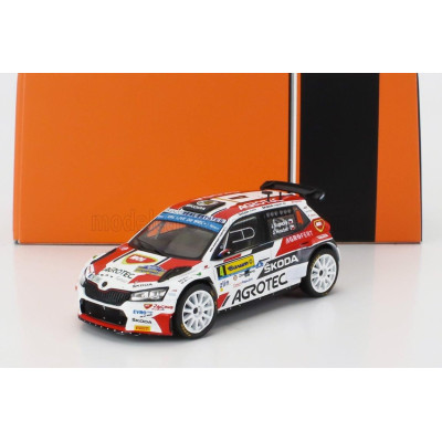 IXO MODELS ŠKODA FABIA RALLY2 EVO TEAM AGROTECH ŠKODA N 4 WINNER RALLY BARUM 2022 JAN KOPECKY - JAN HLOUSEK - WHITE RED BLACK 1/