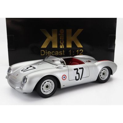 KK SCALE PORSCHE 550 RS SPIDER 1.5L TEAM PORSCHE KG N 37 24h LE MANS 1955 H.POLENSKY - R.VON FRANKENBERG - SILVER 1/12