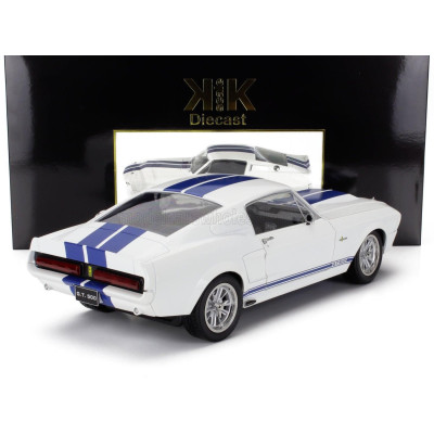 KK SCALE FORD USA MUSTANG SHELBY GT500 ELEANOR COUPE 1967 - WHITE BLUE 1/12