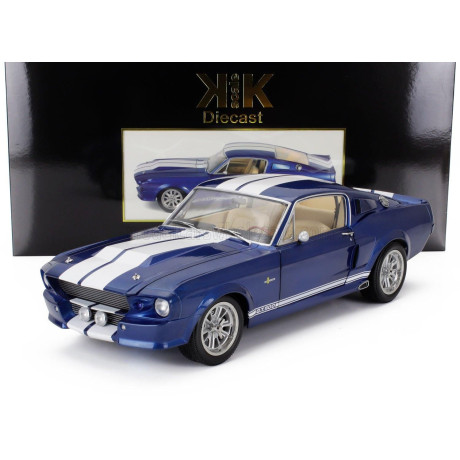 KK SCALE FORD USA MUSTANG SHELBY GT500 ELEANOR COUPE 1967 - BLUE WHITE 1/12