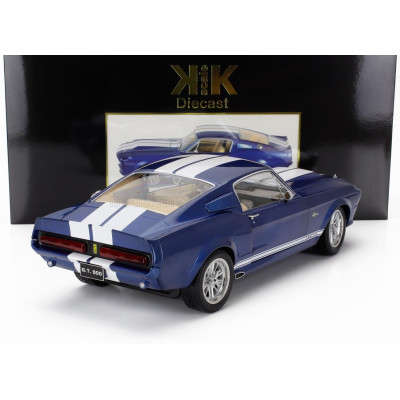 KK SCALE FORD USA MUSTANG SHELBY GT500 ELEANOR COUPE 1967 - BLUE WHITE 1/12