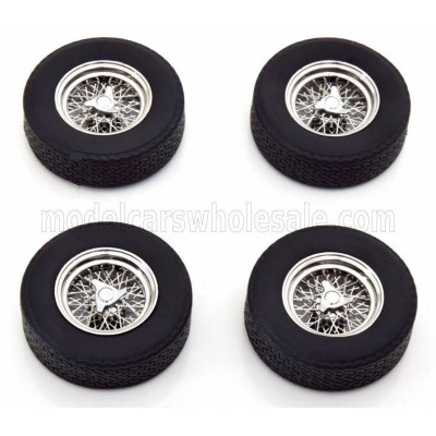 KK SCALE ACCESSORIES SET 4X COMPLETE WHEELS - SET 4X CERCHI A RAGGI - BLACK CHROME 1/18