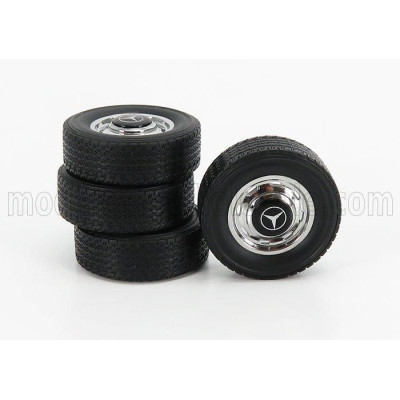 KK SCALE ACCESSORIES MERCEDES BENZ 600 - SET 4X COMPLETE WHEELS - SET 4X CERCHI A RAGGI - BLACK CHROMED 1/18