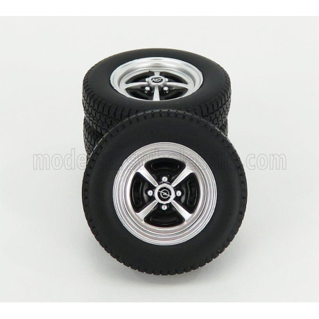 KK SCALE ACCESSORIES SET 4x WHEEL AND TYRE SET - OPEL KADETT B SPORT 1973 - BLACK 1/18