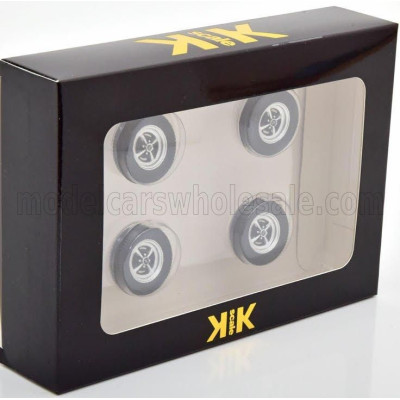 KK SCALE ACCESSORIES SET 4x WHEEL AND TYRE SET - OPEL KADETT B SPORT 1973 - BLACK 1/18