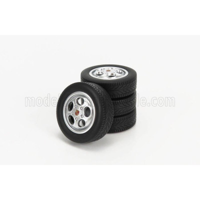 KK SCALE ACCESSORIES 4X  WHEELS AND RIMS SET  FOR PORSCHE - SILVER 1/18