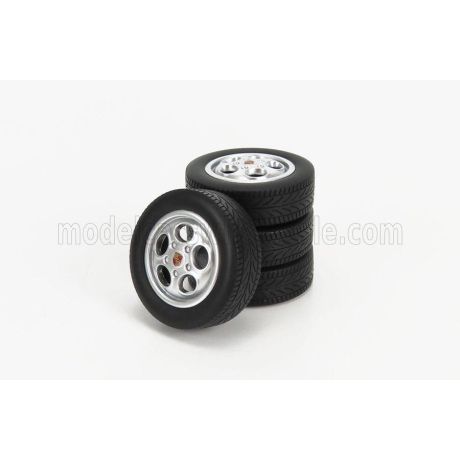 KK SCALE ACCESSORIES 4X  WHEELS AND RIMS SET  FOR PORSCHE - SILVER 1/18