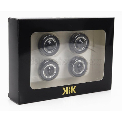 KK SCALE ACCESSORIES SET 4X WHEELS AND HACKMESSER RIMS FOR PORSCHE 911 CARRERA CLUBSPORT - BLACK 1/18