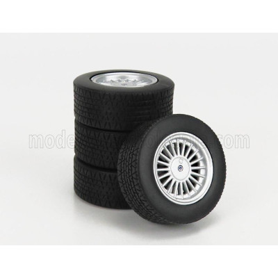 KK SCALE ACCESSORIES 4X  WHEELS AND RIMS SET 17' FOR BMW 3-SERIES ALPINA (E30) 1988 - BLACK SILVER 1/18