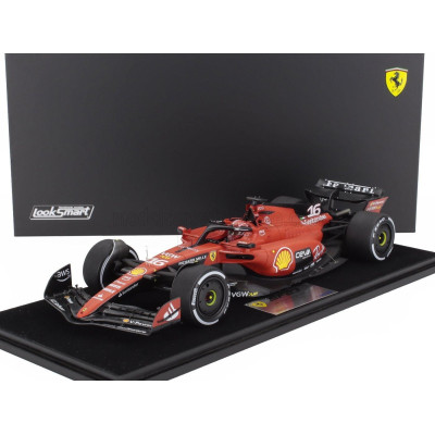 LOOKSMART FERRARI F1  SF-23 TEAM SCUDERIA FERRARI N 16 4th SINGAPORE GP 2023 CHARLES LECLERC - CON VETRINA - WITH SHOWCASE - RED