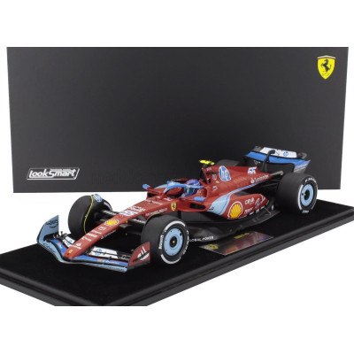 LOOKSMART FERRARI F1  SF-24 TEAM SCUDERIA FERRARI N 55 5th MIAMI GP 2024 CARLOS SAINZ - CON VETRINA - WITH SHOWCASE - RED BLACK