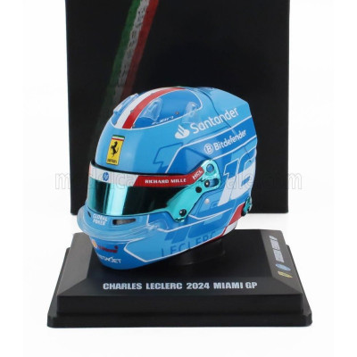 LOOKSMART BELL HELMET CASCO HELMET F1 CHARLES LECLERC TEAM FERRARI HP N 16 MIAMI GP 2024 - LIGHT BLUE 1/5
