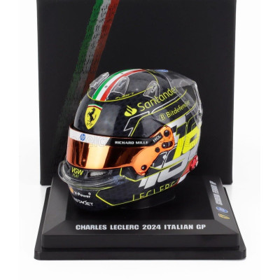 LOOKSMART BELL HELMET CASCO HELMET F1 CHARLES LECLERC TEAM FERRARI HP N 16 WINNER MONZA ITALY GP 2024 - BLACK 1/5
