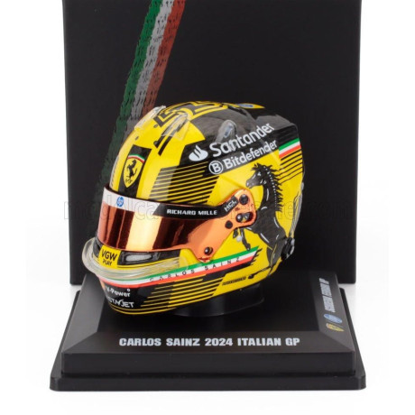 LOOKSMART BELL HELMET CASCO HELMET F1 CARLOS SAINZ TEAM FERRARI HP N 55 MONZA ITALY GP 2024 - YELLOW BLACK 1/5