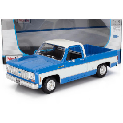 MAISTO CHEVROLET C-10 PICK-UP CHEYENNE SUPER 1974 - BLUE WHITE 1/18