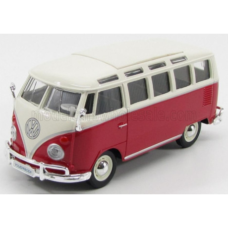 MAISTO VOLKSWAGEN T1 SAMBA MINIBUS 1962 - RED IVORY 1/25
