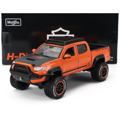 MAISTO TOYOTA TACOMA TRD PRO PICK-UP HARLEY DAVIDSON 2023 - ORANGE BLACK 1/24