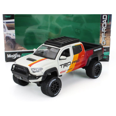 MAISTO TOYOTA TACOMA PICK-UP TRD PRO 2023 - WHITE RED ORANGE GREY 1/27