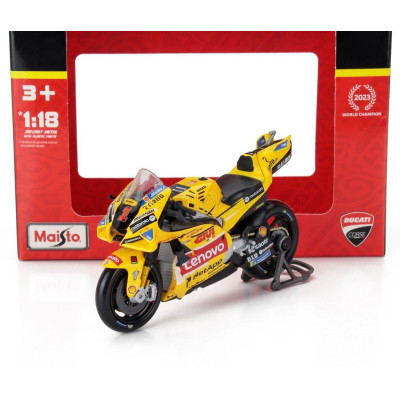 MAISTO DUCATI DESMOSEDICI GP23 TEAM LENOVO N 1 WORLD CHAMPION MOTOGP ITALY MISANO LIVERY GP 2023 FRANCESCO BAGNAIA - YELLOW 1/18