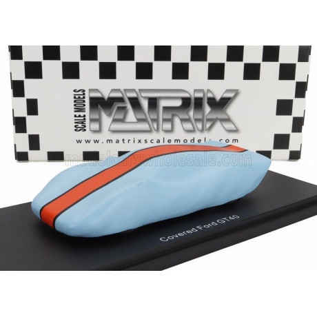 MATRIX SCALE MODELS FORD USA UNDER COVER - GT40 RACE VERSION 1966 - LIGHT BLUE ORANGE 1/43