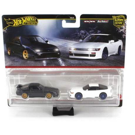 MATTEL HOT WHEELS NISSAN SET 2X 180SX TYPE X COUPE + SILEIGHT (SILVIA S13) COUPE 1989 - BLACK WHITE 1/64