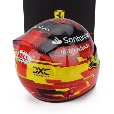 MINI HELMET BELL HELMET CASCO HELMET F1 CARLOS SAINZ TEAM FERRARI 2024 - RED BLACK YELLOW 1/2