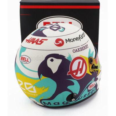 MINI HELMET BELL HELMET CASCO HELMET F1 KEVIN MAGNUSSEN TEAM MONEYGRAM HAAS N 20 SEASON 2024 - WHITE 1/2