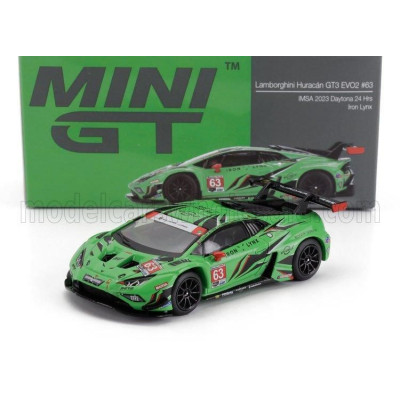 MINI GT LAMBORGHINI HURACAN GT3 EVO2 TEAM IRON LYNX N 63 IMSA 24h DAYTONA 2023 MIRKO BORTOLOTTI - ANDREA CALDARELLI - ROMAN GROS