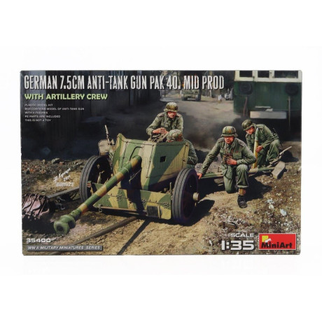 MINIART ACCESSORIES GERMAN 7.5CM ANTI-TANK GUN MILITARY 1945 1/35