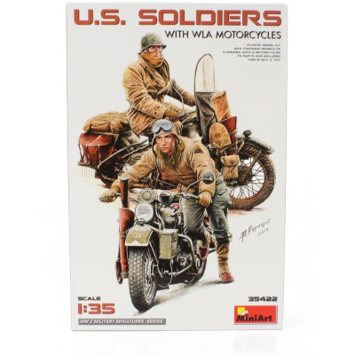 MINIART FIGURES USA SOLDIERS WITH WLA MOTORCYCLES 1945 1/35